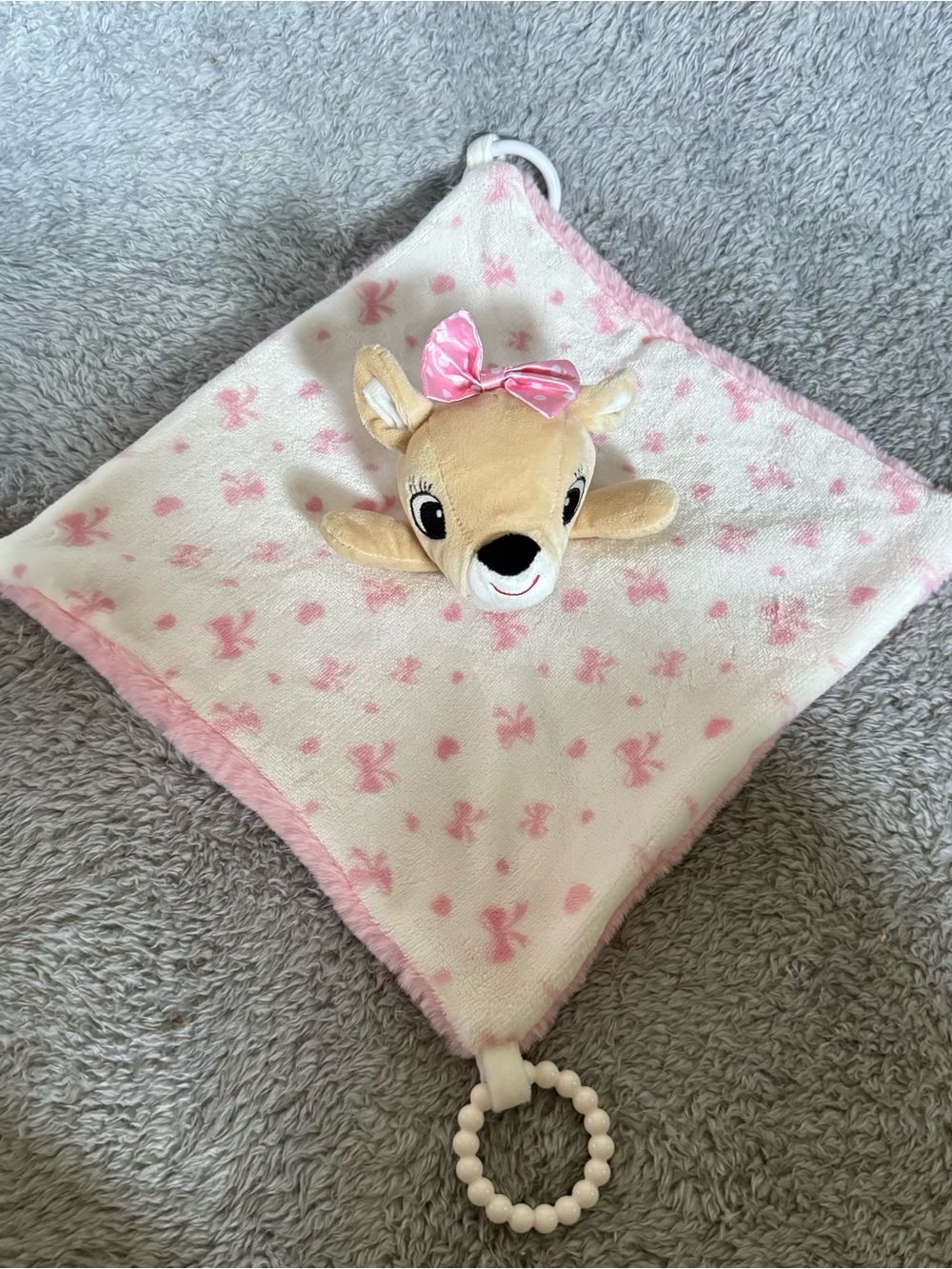 Rudolph Reindeer Clarice Lovey Plush Pink Stuffed Animal Security Blanket Toy‎ - Picture 2 of 7